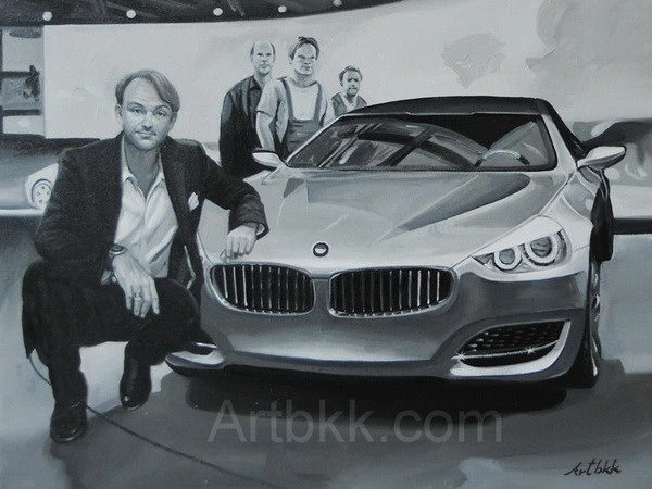 ภาพวาดขาวดำรถBMW
