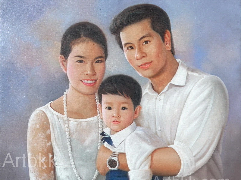 ภาพวาดครอบครัวพ่อแม่ลูก