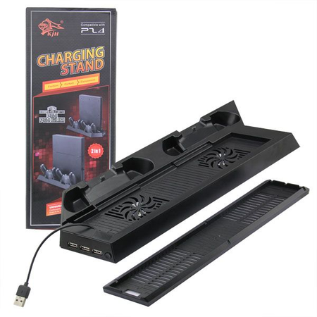 Charging / Cooling STAND FOR PS4 Slim (ฐานตั้ง + พัดลม + แท่นชาร์จ 2 จอย)