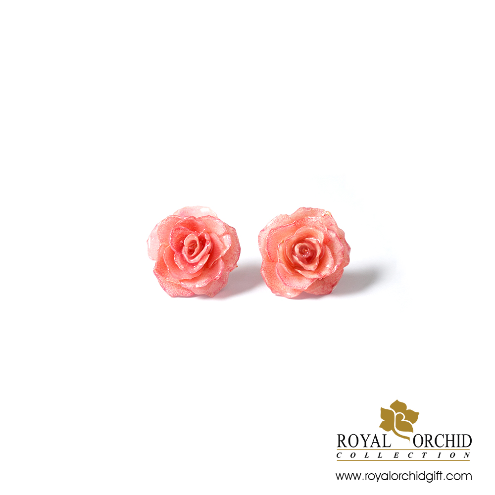 ต่างหูดอกกุหลาบ Rose Earring - สีชมพู
