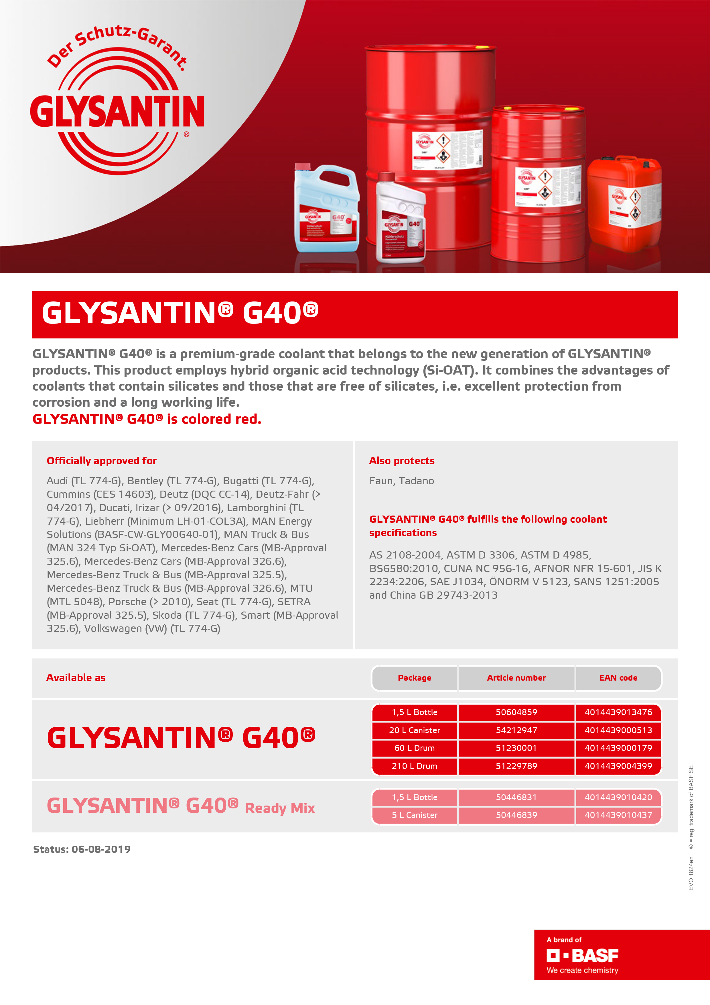 Glysantin G48 Engine Coolant by BASF (1 Liter) ขนาดใหม่