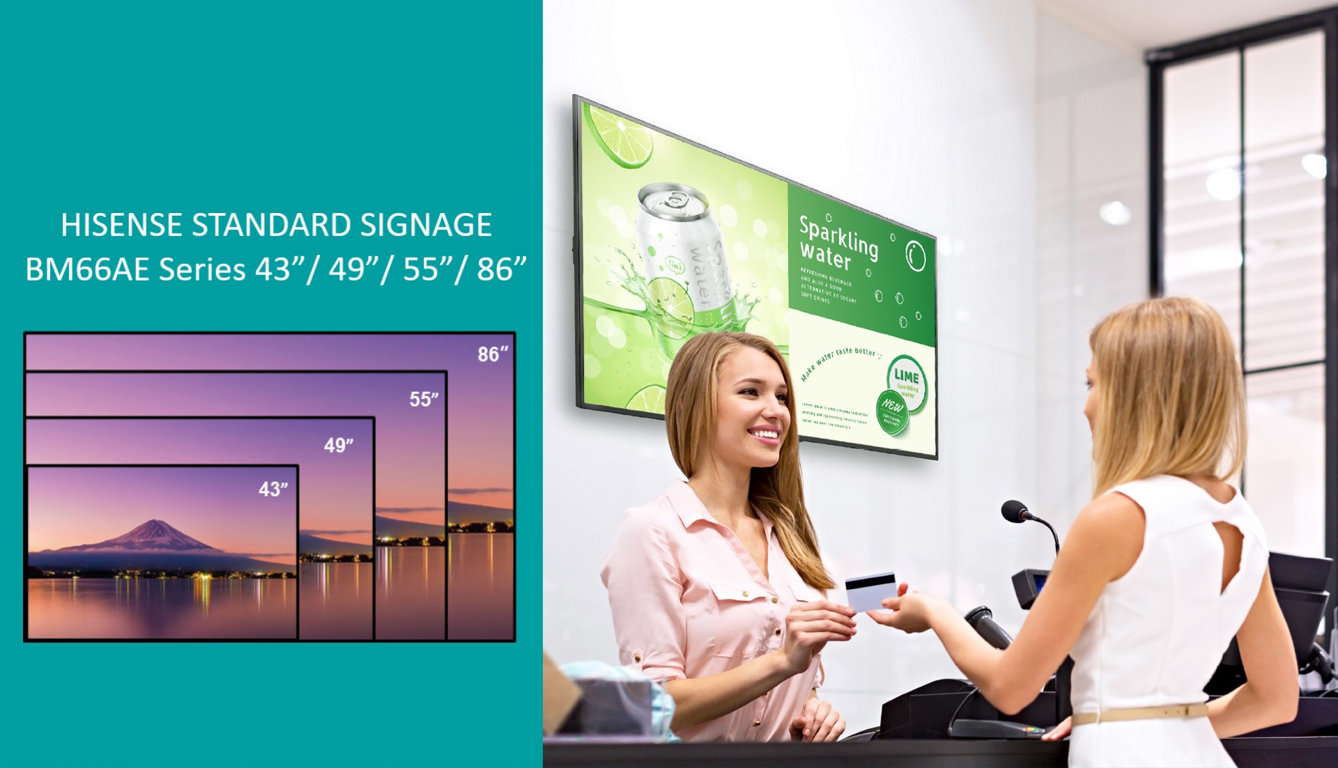 86” 4K UHD Digital Signage Display - 24/7 Operation. Hisense Commercial  Display