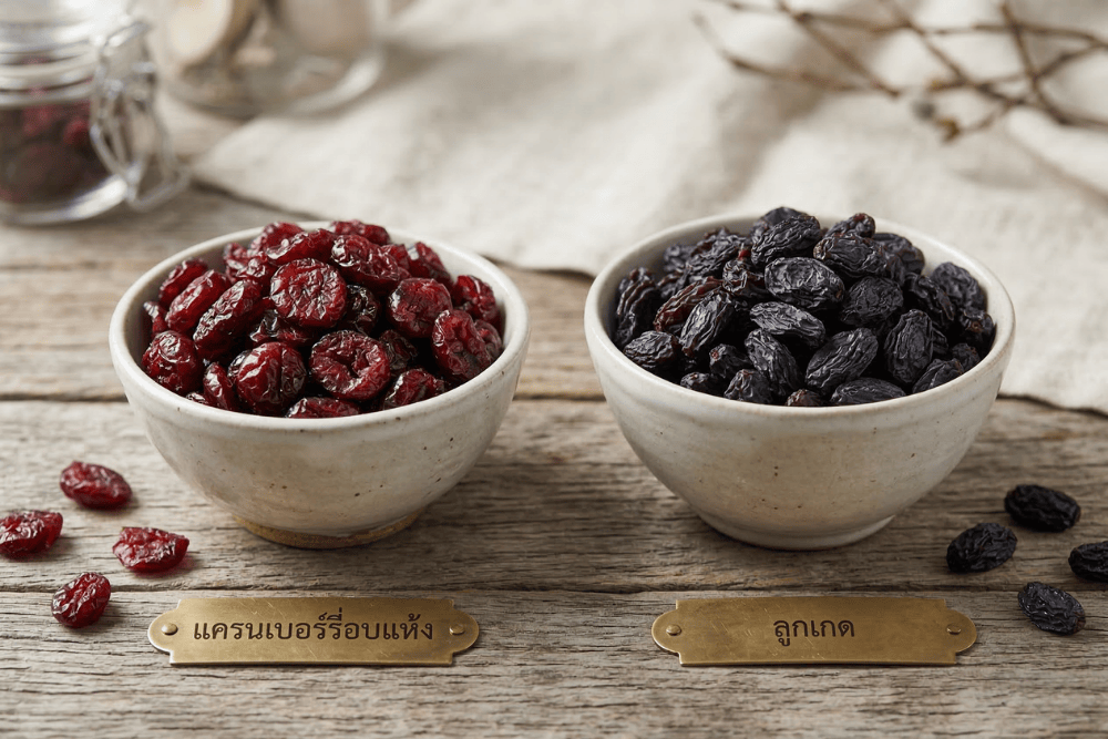 แครนเบอร์รี่กับลูกเกดต่างกันยังไง