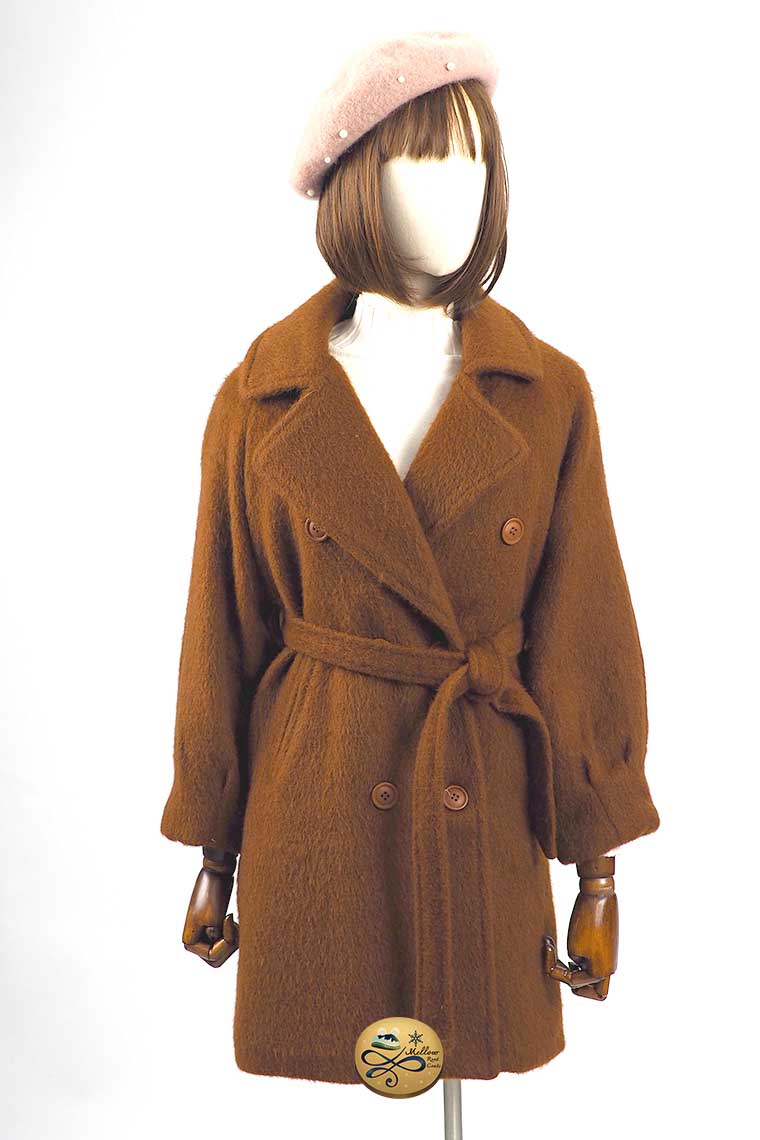 เช่าเสื้อโค้ทผู้หญิง รุ่น  Russet Brown Swing Double Breasted Velvet Coat 905GCL396FABRM2