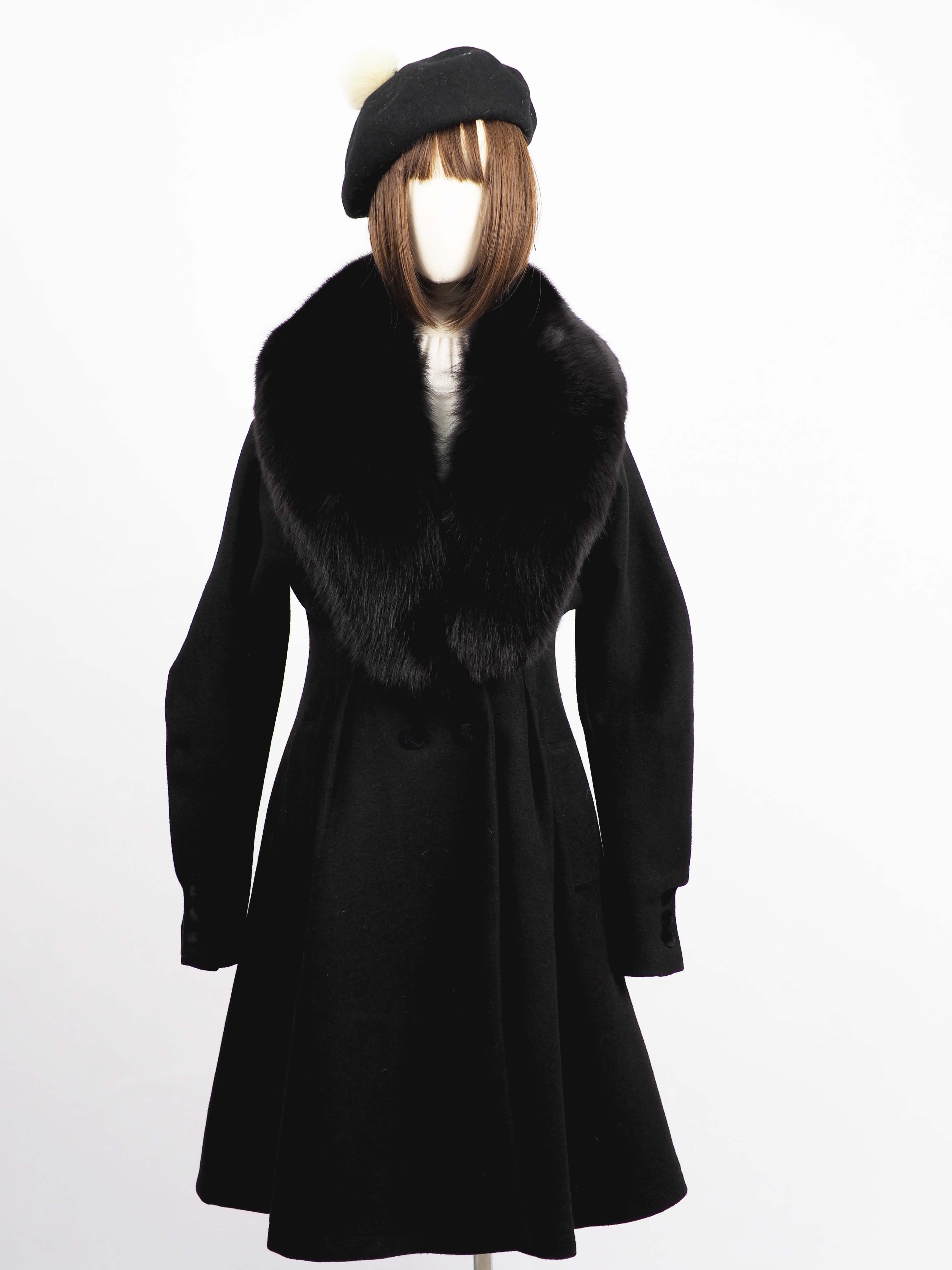 เช่าเสื้อโค้ทผู้หญิง รุ่น Fox Fur Collar Darkest Hour Swing Breast Coat	2009GCL828FABK1