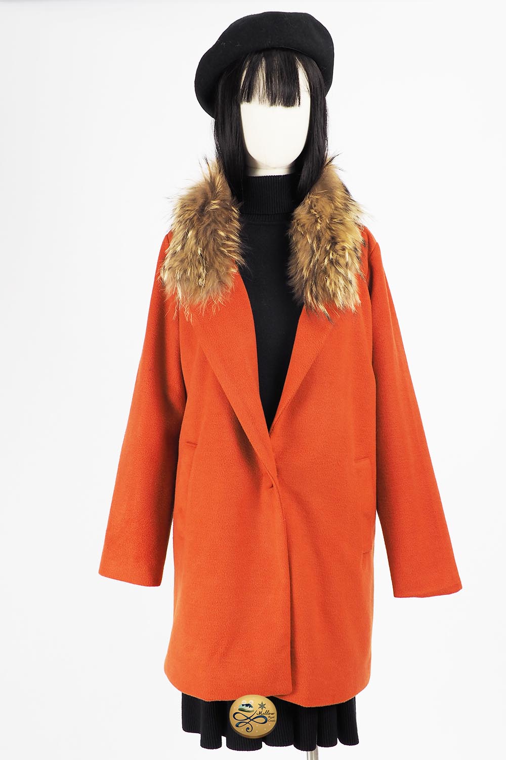 เช่าเสื้อโค้ทผู้หญิง รุ่น  Fox Fur collar Borgonha Coat   2006GCL748FARE1