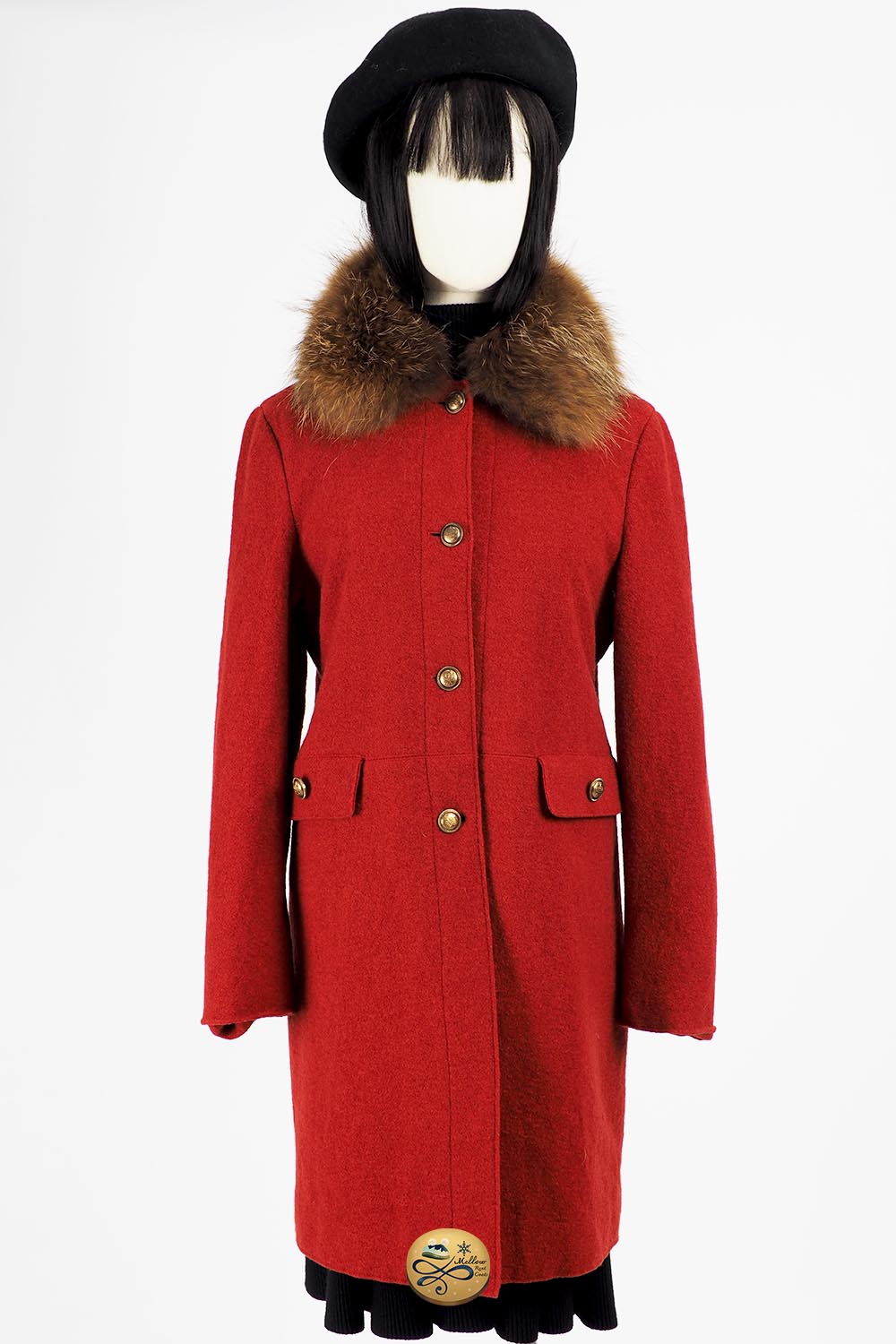 เช่าเสื้อโค้ทผู้หญิง รุ่น Fox Fur collar Borgonha Coat  2006GCL752FARE1