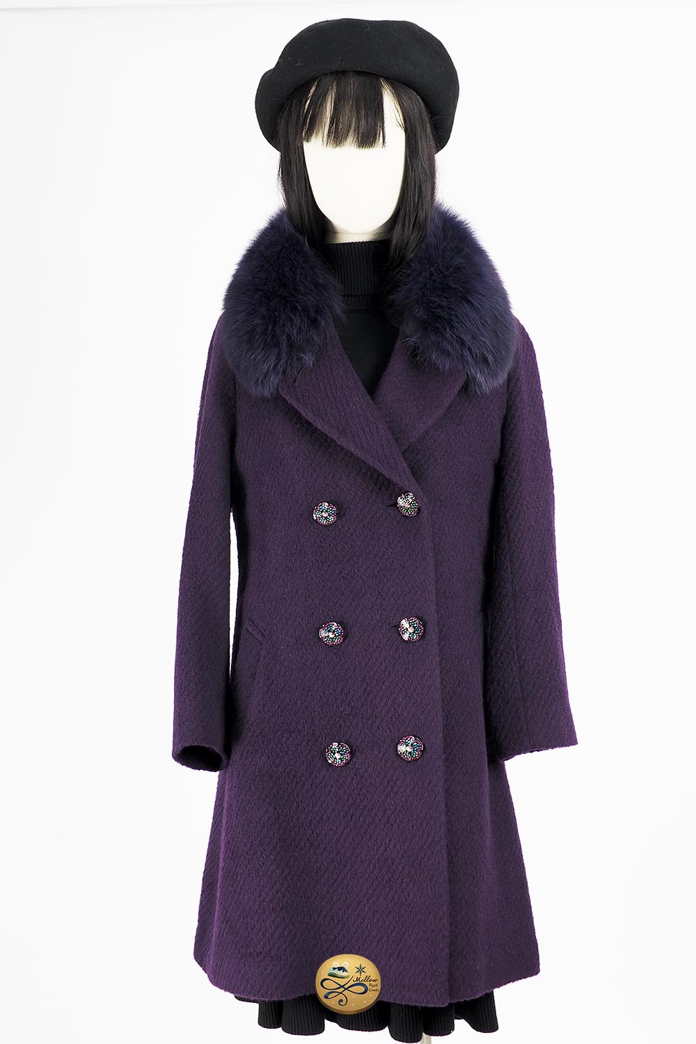 เช่าเสื้อโค้ทผู้หญิง รุ่น  Fox Fur collar Pillow Purple Coat   2008GCL799FAPP1