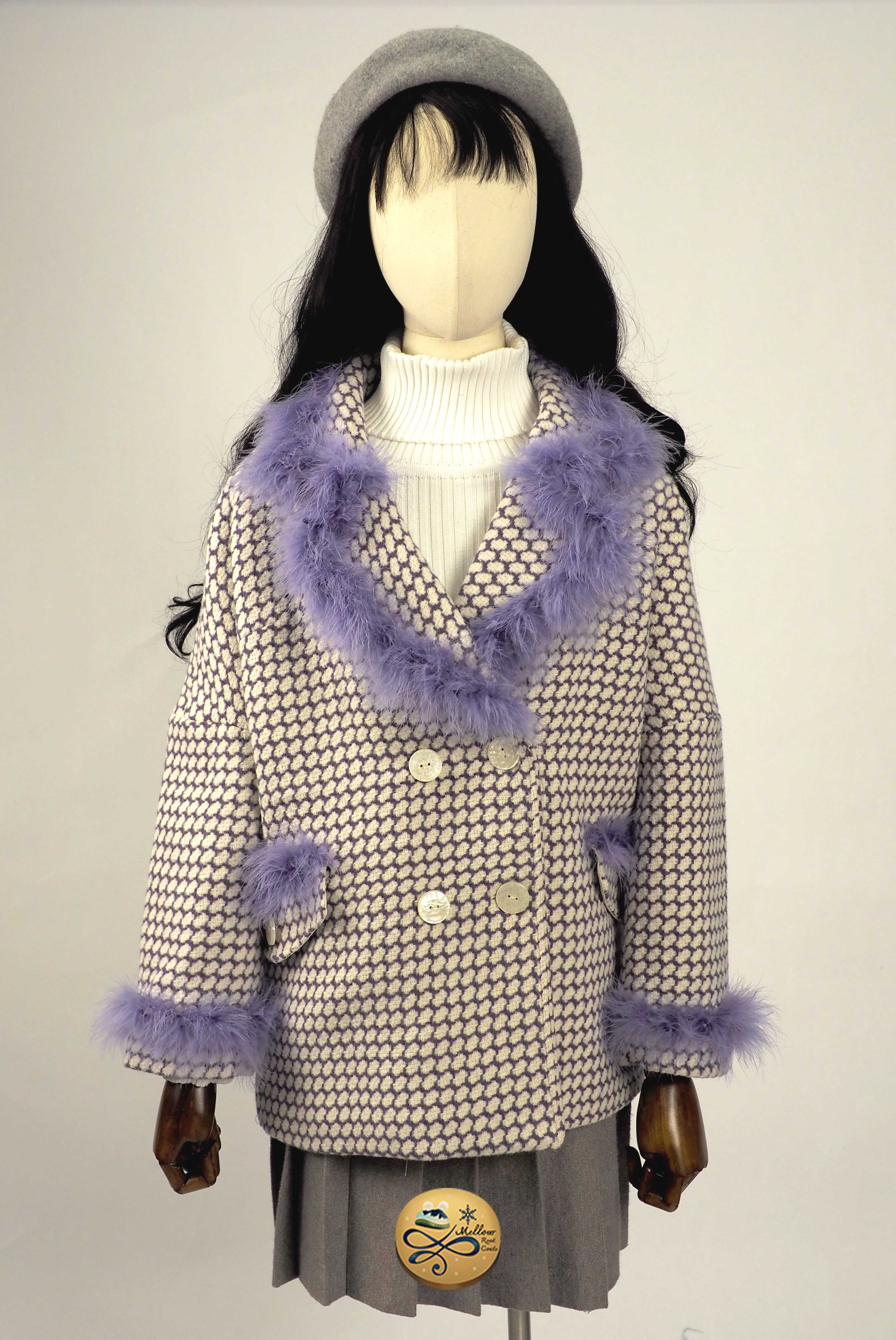 เช่าเสื้อโค้ทผู้หญิง รุ่น   Paisley Purple Houndstooth Pea Coat  902GCS272FAPP2XL1