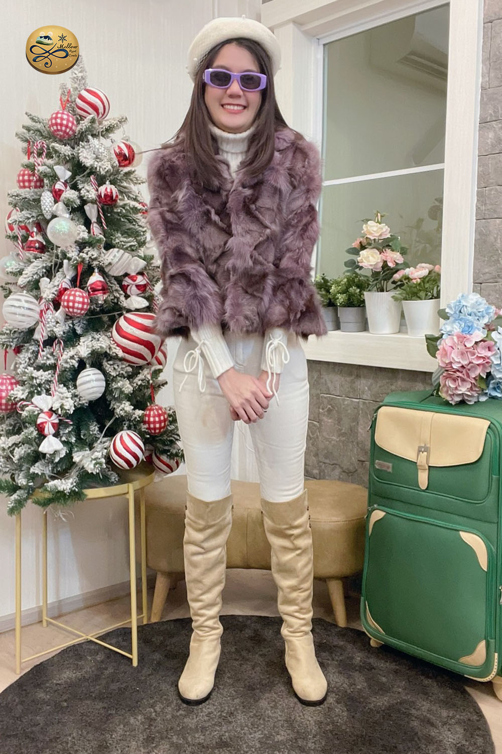 เช่าเสื้อโค้ทผู้หญิง  รุ่น  Royal Lilac Fur Coat	2103GCF1014FAPP1