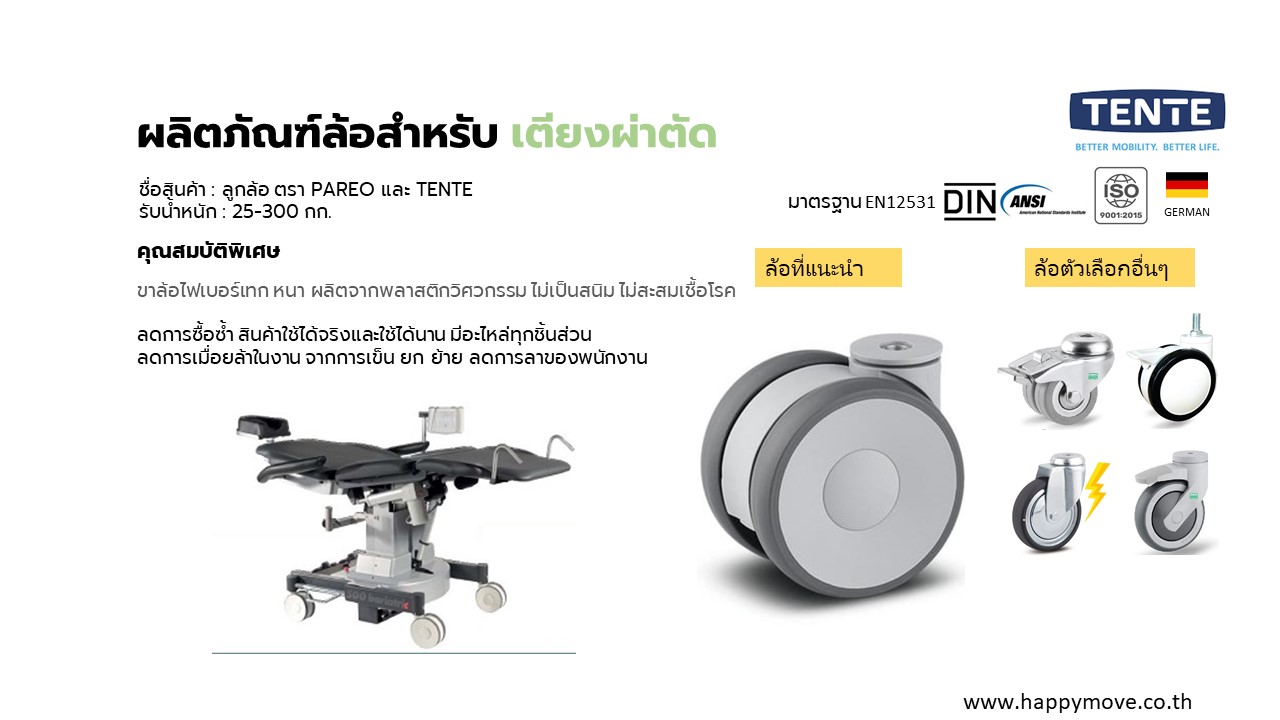 ลูกล้อสำหรับเตียงผ่าตัด