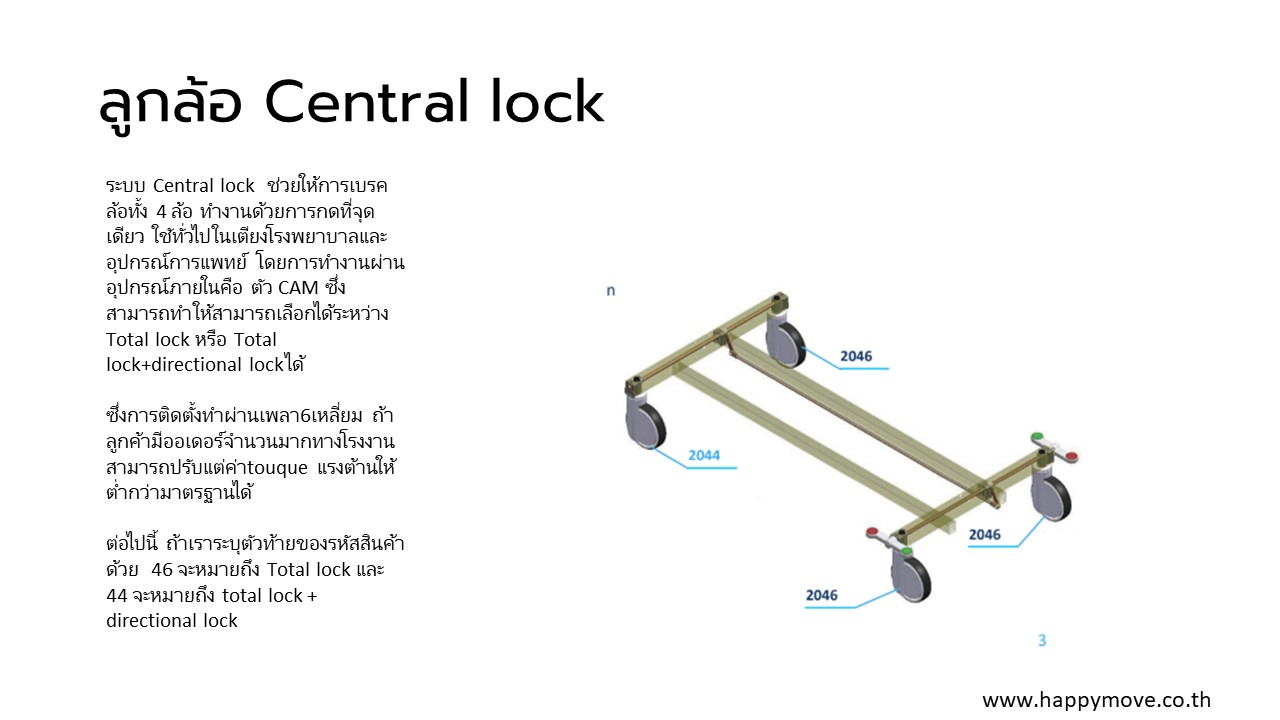 ลูกล้อระบบcentral lock ระบบเบรกช่วยล็อกเตียงไม่ให้เคลื่อนที่แบบปลอดภัย
