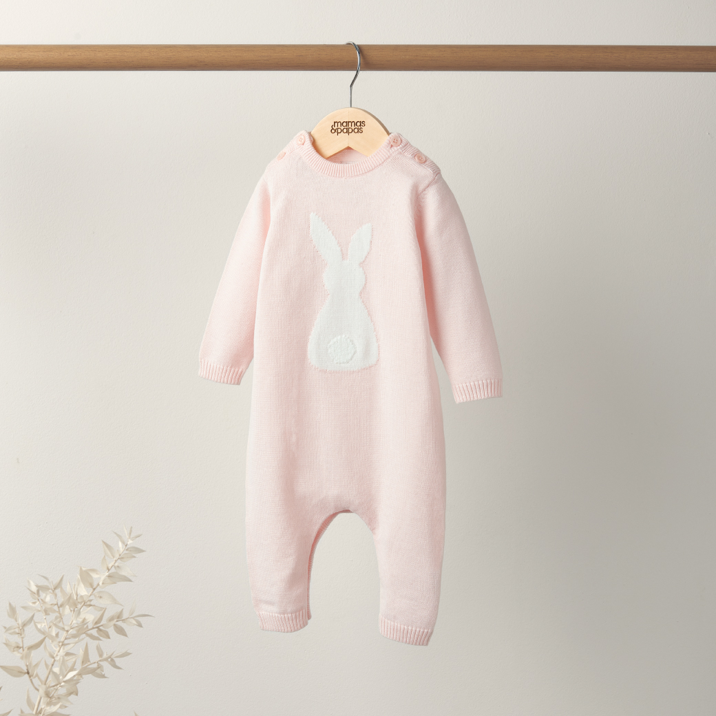 Knitted Bunny Romper - Pink