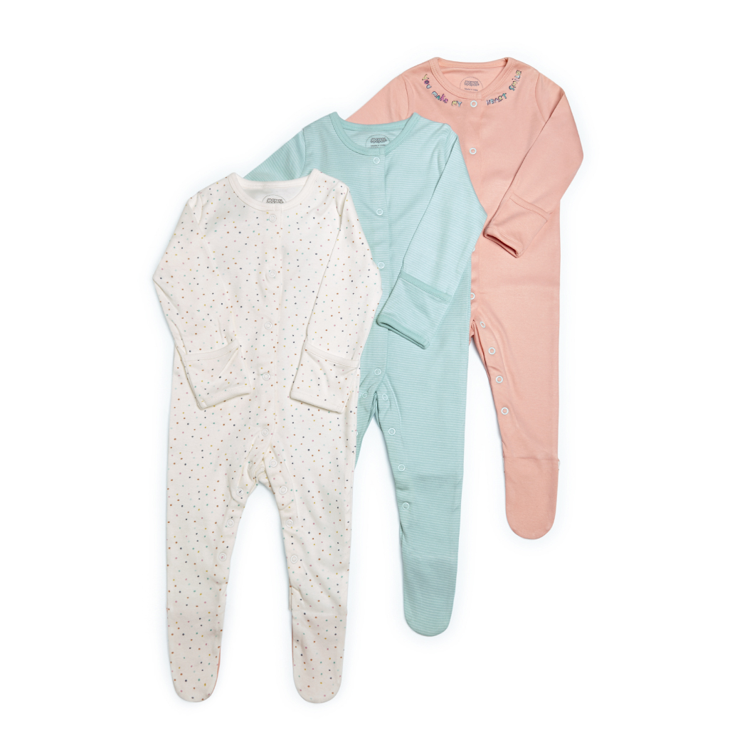 Spotty Jersey Sleepsuits - 3 Pack  (สอบถามสต็อค และ ไซต์ ที่ Line ID :@mommories)