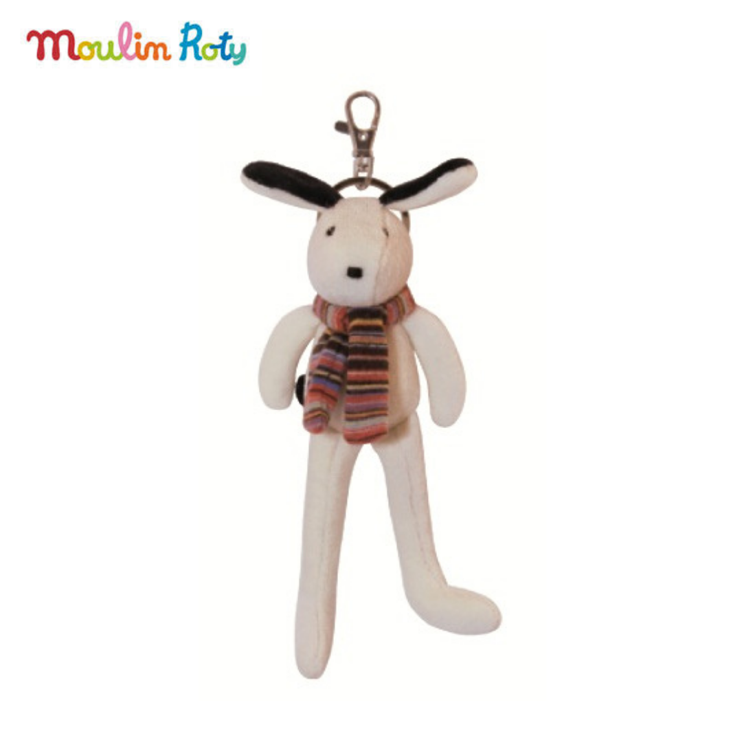 Moulin Roty พวงกุญแจตุ๊กตา ตุ๊กตาพวงกุญแจ ขนาด 15cm. พวงกุญแจ น้องหมา Julius Key Chain La Grande Famille Dog MR-632380