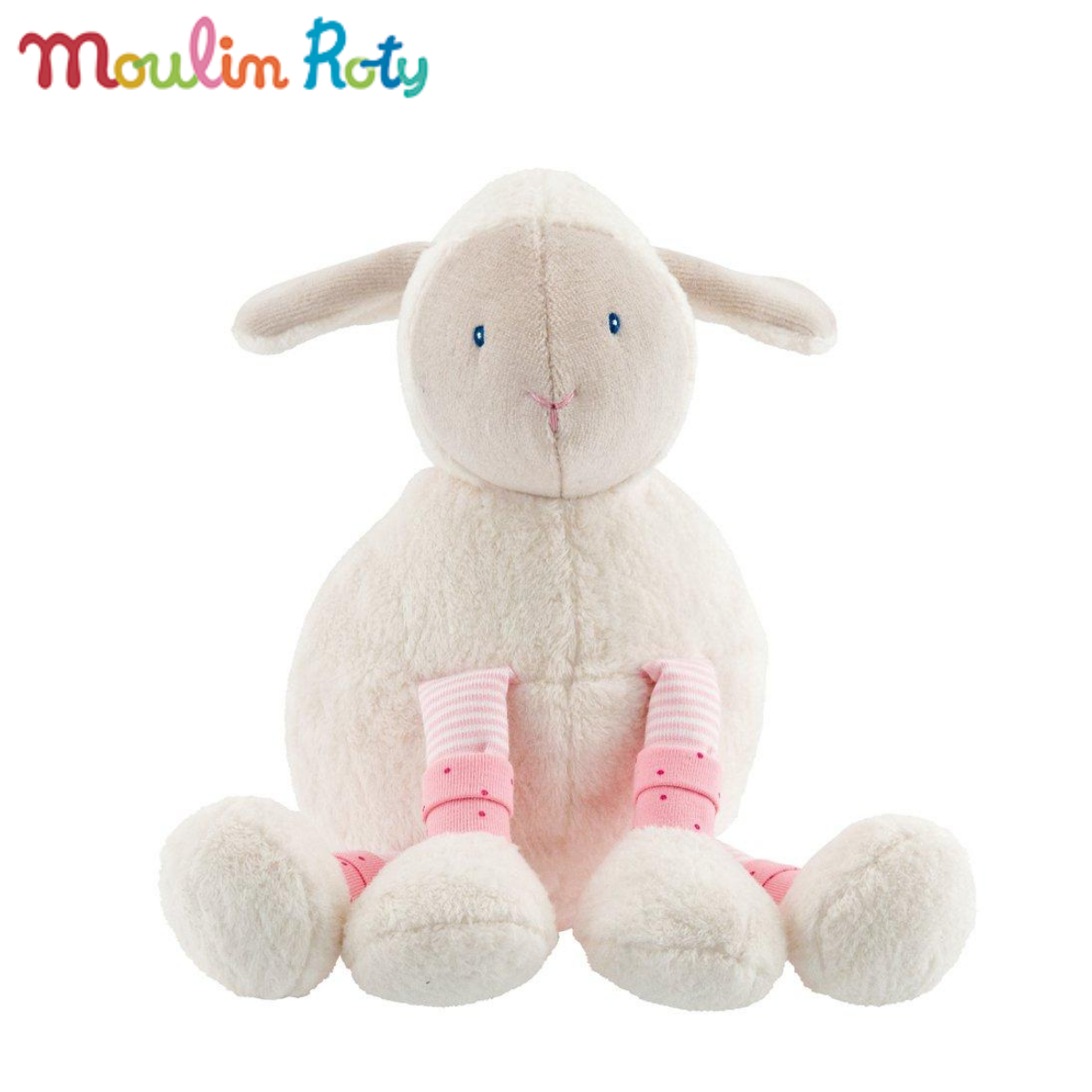 Moulin Roty ตุ๊กตาแกะ ตุ๊กตาออร์แกนิค ขนนุ่ม ปลอดภัย ผ้าใยธรรมชาติ100% สูง 18cm. Lila Sheep MR-643024