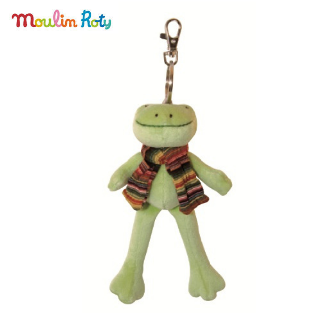 Moulin Roty พวงกุญแจตุ๊กตา ตุ๊กตาพวงกุญแจ ขนาด 15cm. พวงกุญแจ น้องกบ Perlette Key Chain La Grande Famille Frog MR-632383