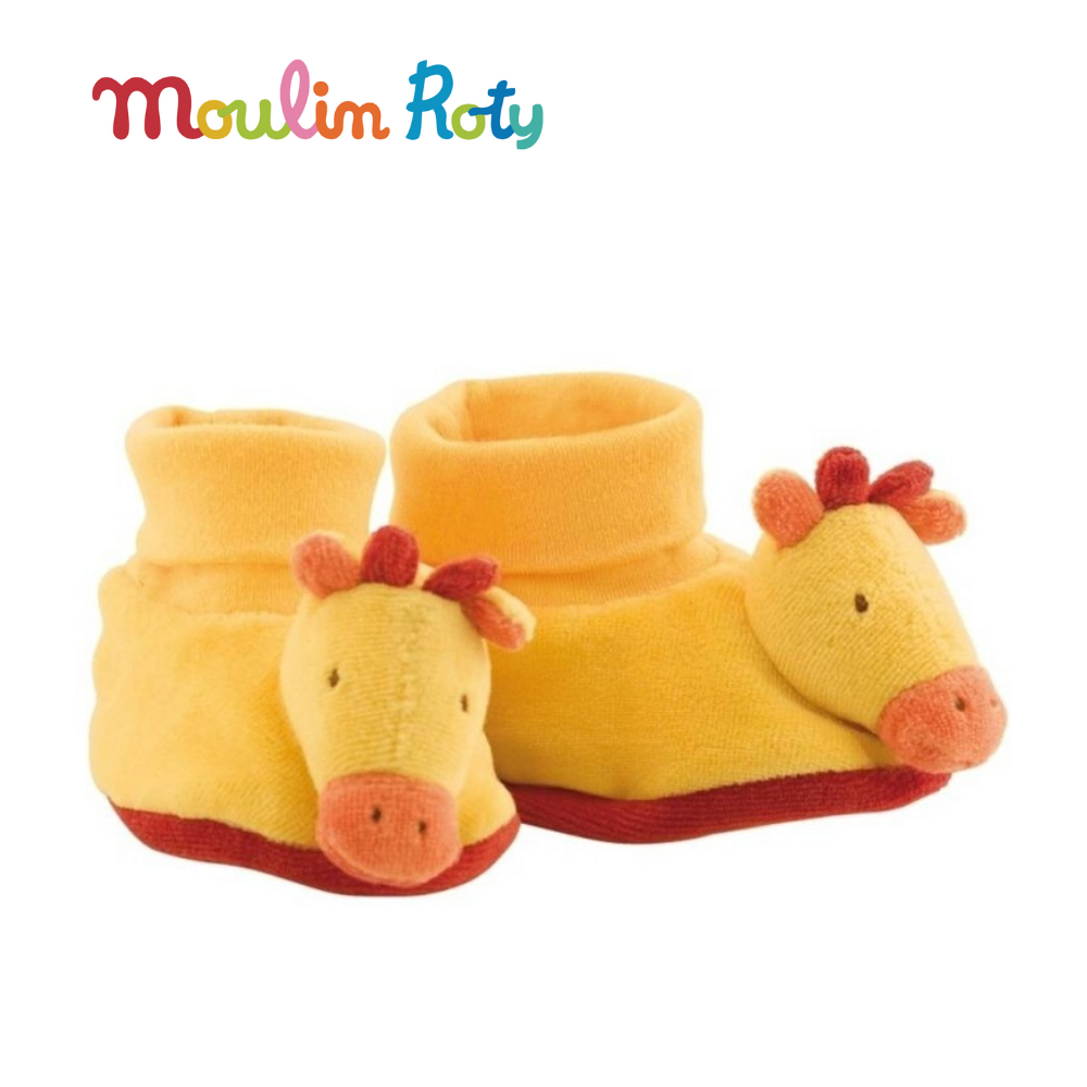 Moulin Roty ถุงเท้า เด็กอ่อน รองเท้าเด็กอ่อน สำหรับแรกเกิด - 9 เดือน Les Loustics Baby Slippers MR-636010 (รูปยีราฟ)