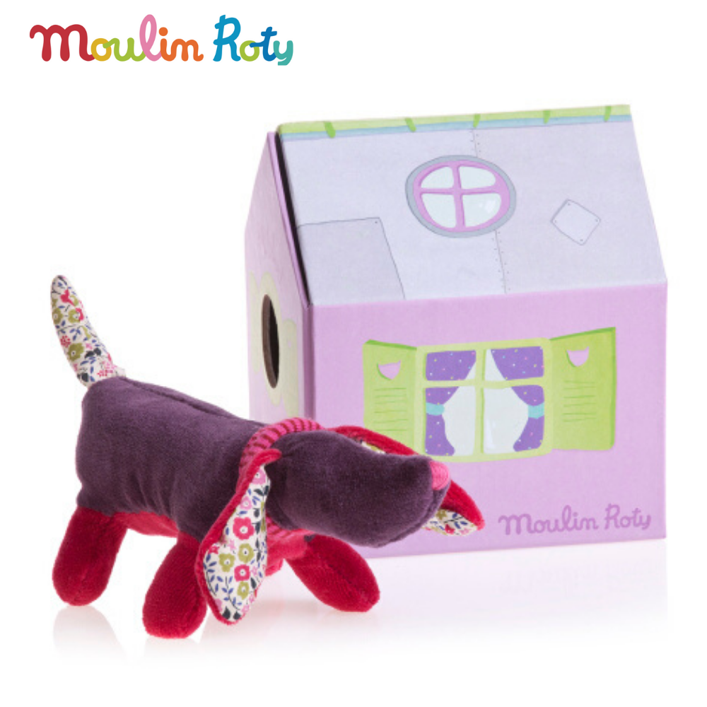 Moulin Roty ตุ๊กตาหมา + บ้านหมา ตุ๊กตาผ้าขน ของเล่นบทบาทสมมุติ ของเล่นเสริมพัฒนาการ Les Parisiennes Philibert MR-642503