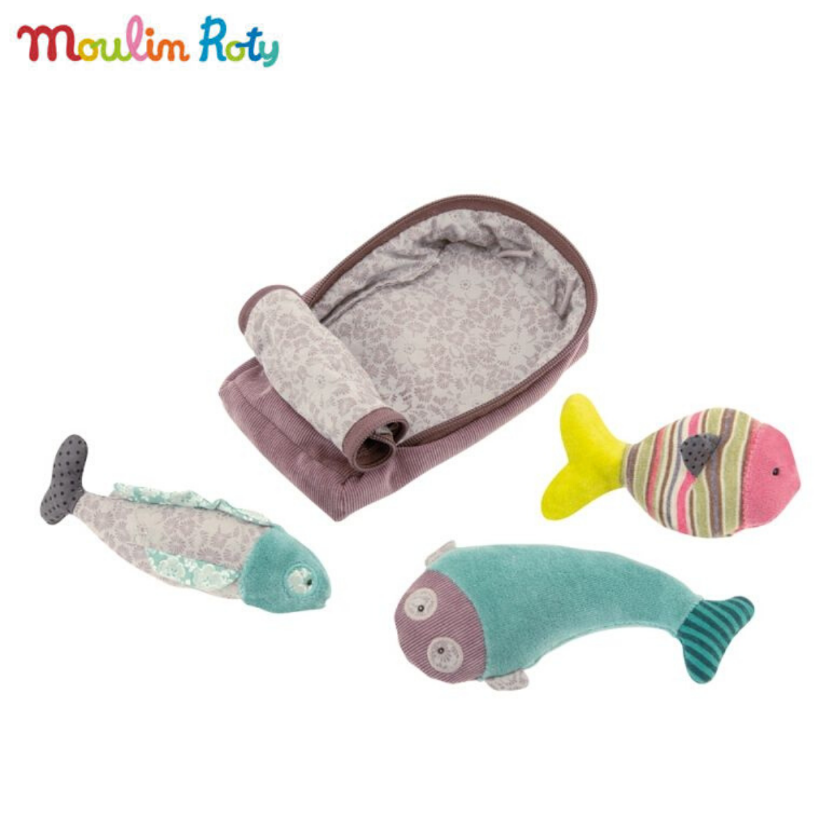 Moulin Roty ตุ๊กตาของเล่นผ้า ปลากระป๋อง 3 ตัว MR-660075