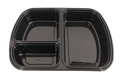 กล่องอาหารใหญ่ 3 ช่อง PP สีดำ