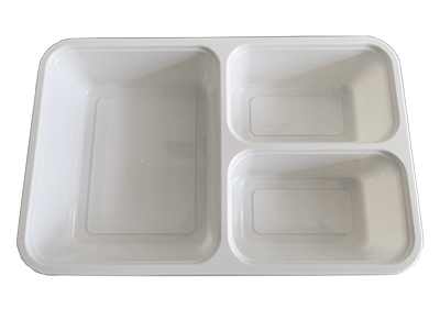 กล่องอาหารใหญ่ 3 ช่อง PP ขาว
