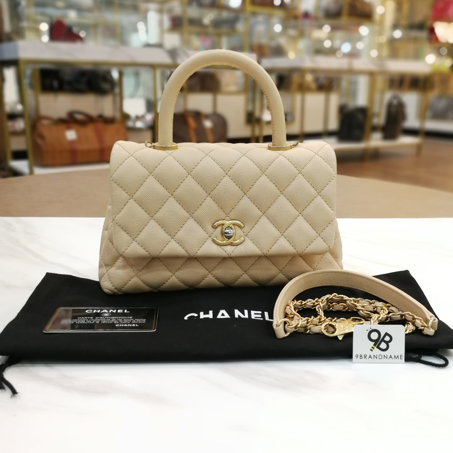 Used Chanel Coco Beige Caviar Baige 9 5 9brandname Used Chanel Coco Beige Caviar Baige 9 5 9brandname