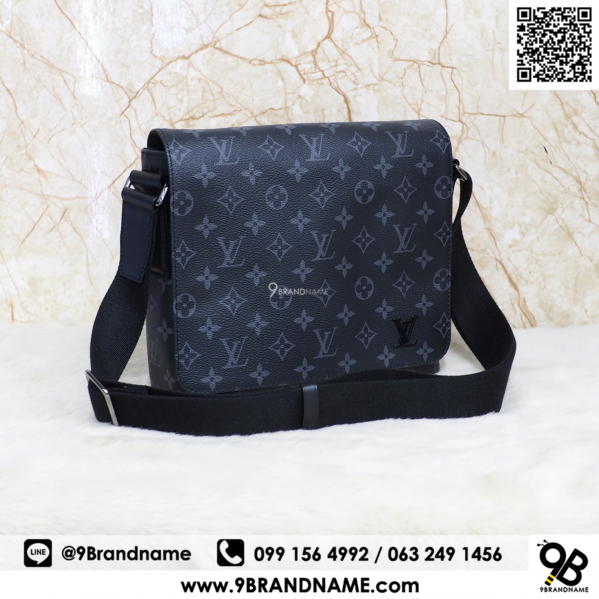 Replica Louis Vuitton M44000 District PM Messenger Bag Monogram Eclipse  Canvas For Sale