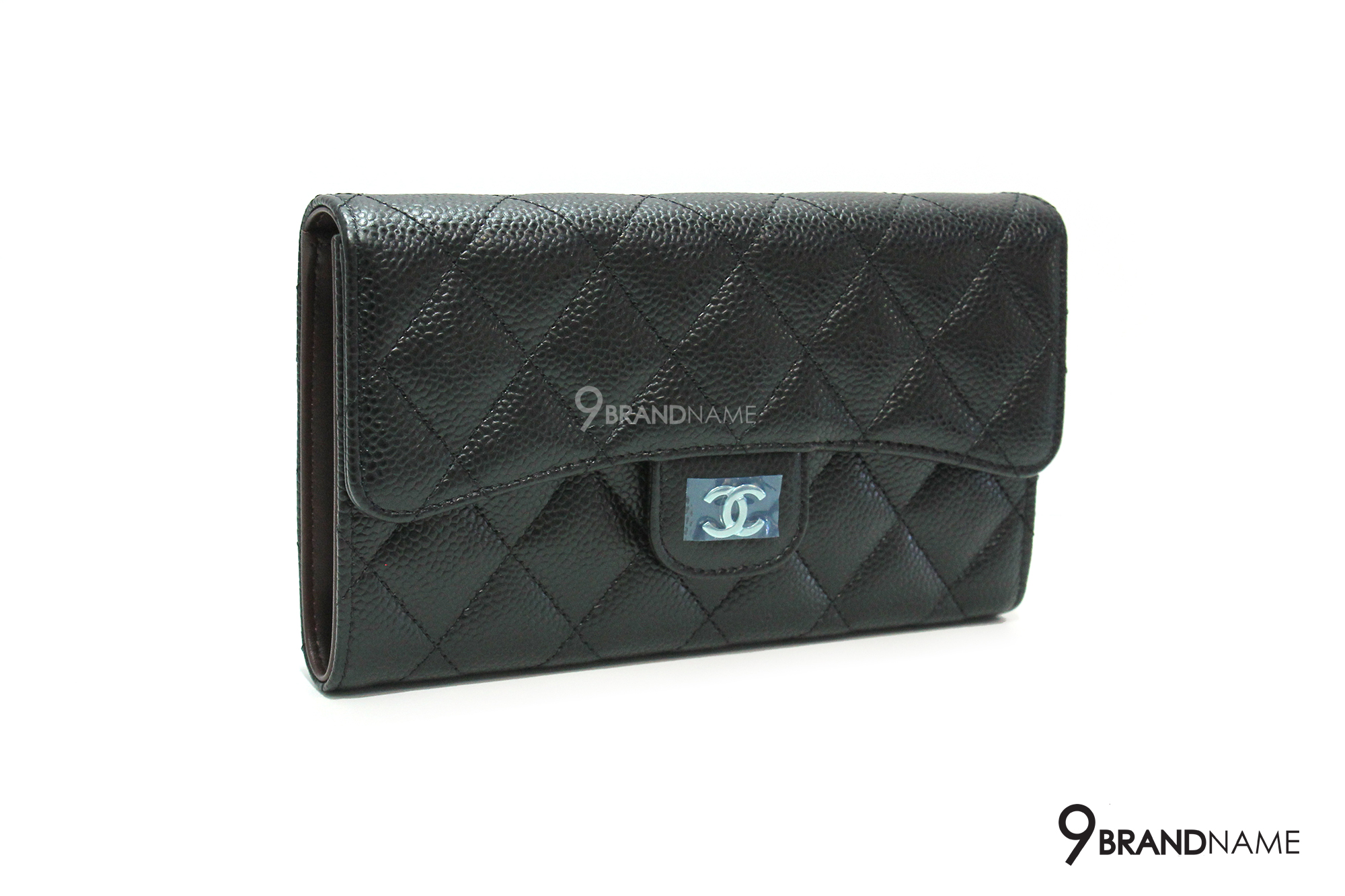chanel bi fold wallet black caviar
