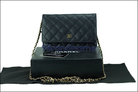 Chanel WOC Wallet On Chain Black Cavier GHW - Used Authentic Bag  กระเป๋าสตางค์ชาแนล สีดำหนังวัวปั้มลายคาเวีย มีสายโซ่สะพายสีทอง ของแท้มือสองสภาพดีค่ะ