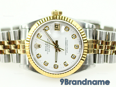 Rolex Datejust White Jubilee 2K Yellow Boy Size นาฬิกาโรเล็กซ์ หน้าปัดสีขาวหลักเพชร  สายจูบิลี่โปร่ง2กษัตริย์ ขายนาฬิกามือสองของแท้มือสองราคาถูกค่ะ