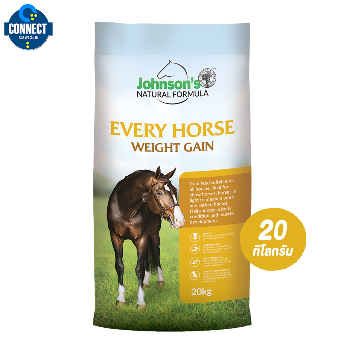 อาหารม้า - Johnson’s EVERY HORSE WEIGHT GAIN 20 Kg. สูตรเพิ่มน้ำหนัก (จอห์นสัน เอเวอรี่ ฮอร์ซ เวท เกรน) 20 KG.