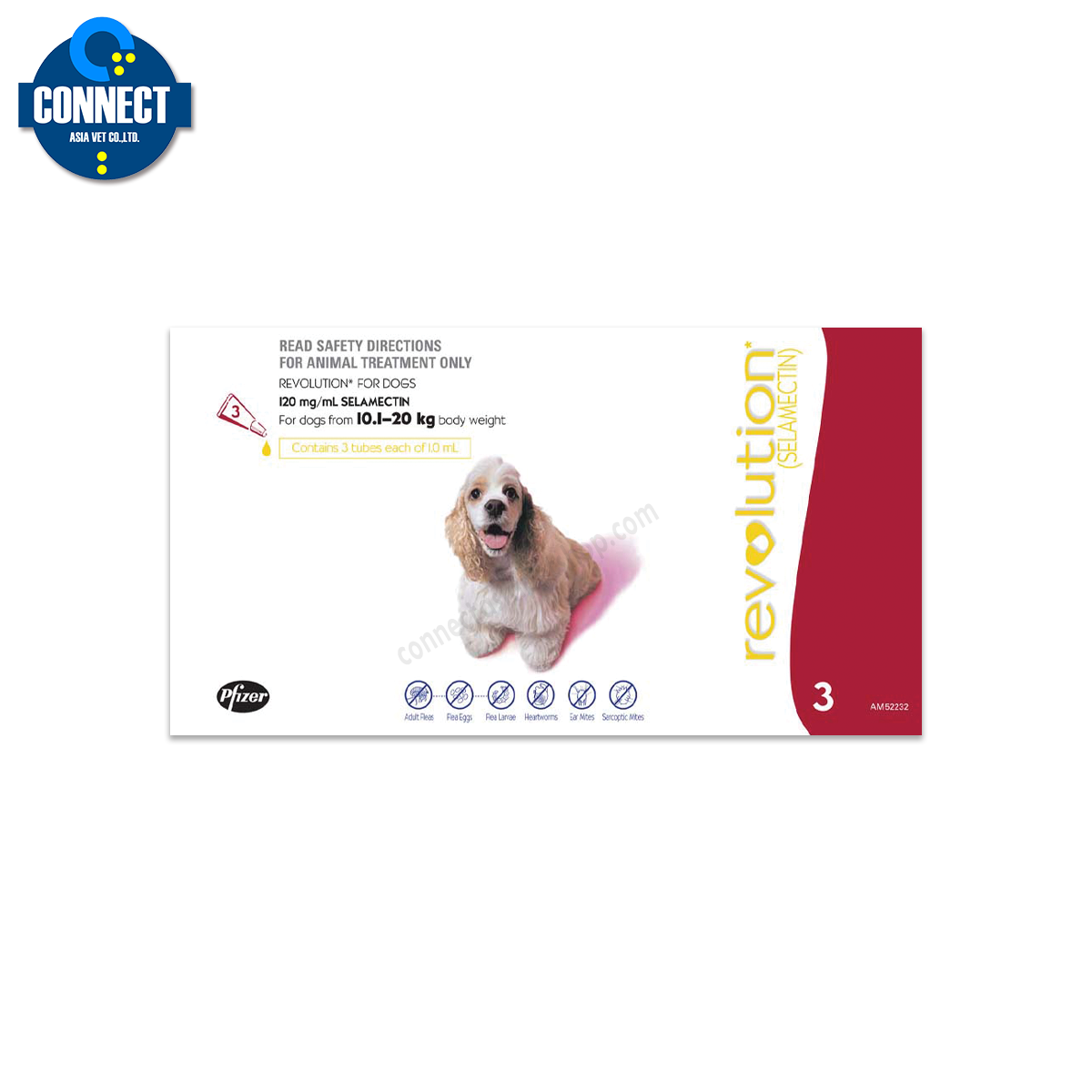 Revolution เรโวลูชั่น ยากำจัดเห็บหมัดชนิดหยด สำหรับสุนัขน้ำหนัก 10-20 กิโลกรัม EXP. 02- 2023