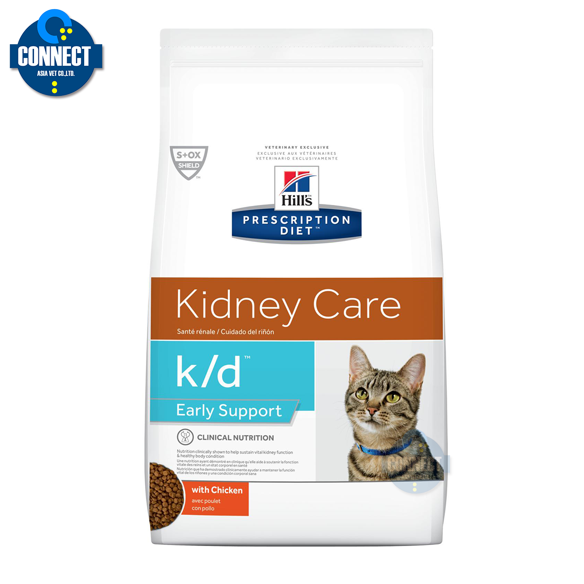 Hill's® Prescription Diet® k/d® Early Support Feline Chicken Dry Food อาหารสำหรับปัญหาโรคไตแมวระยะแรก ขนาดถุง 1.8 กิโลกรัม,3.85 กิโลกรัม.