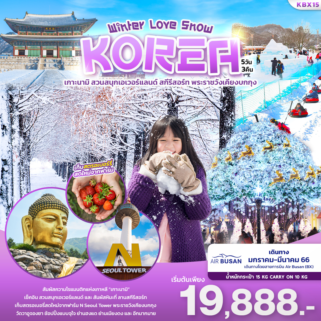ทัวร์เกาหลี WINTER LOVE SNOW KOREA 5 วัน 3 คืน