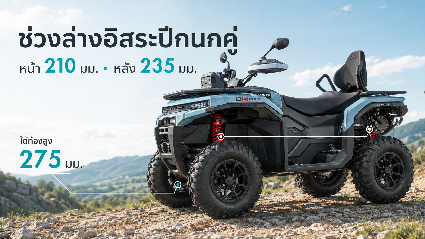 รถ ATV CFMOTO CFORCE C5 Touring มุมด้านข้าง พร้อมข้อมูลด้านความสะดวกสบาย สมรรถนะ และการใช้งาน รถ ATV CFMOTO CFORCE C5 Touring มุมด้านข้าง พร้อมข้อมูลด้านความสะดวกสบาย สมรรถนะ และการใช้งาน