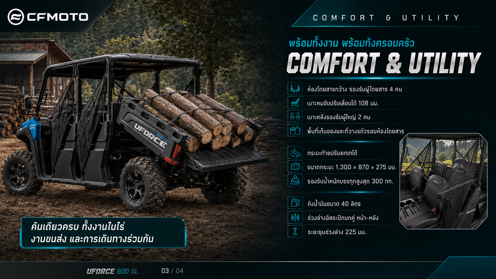 CFMOTO UFORCE 800 XL รถ UTV 6 ที่นั่ง ราคาและสเปก
