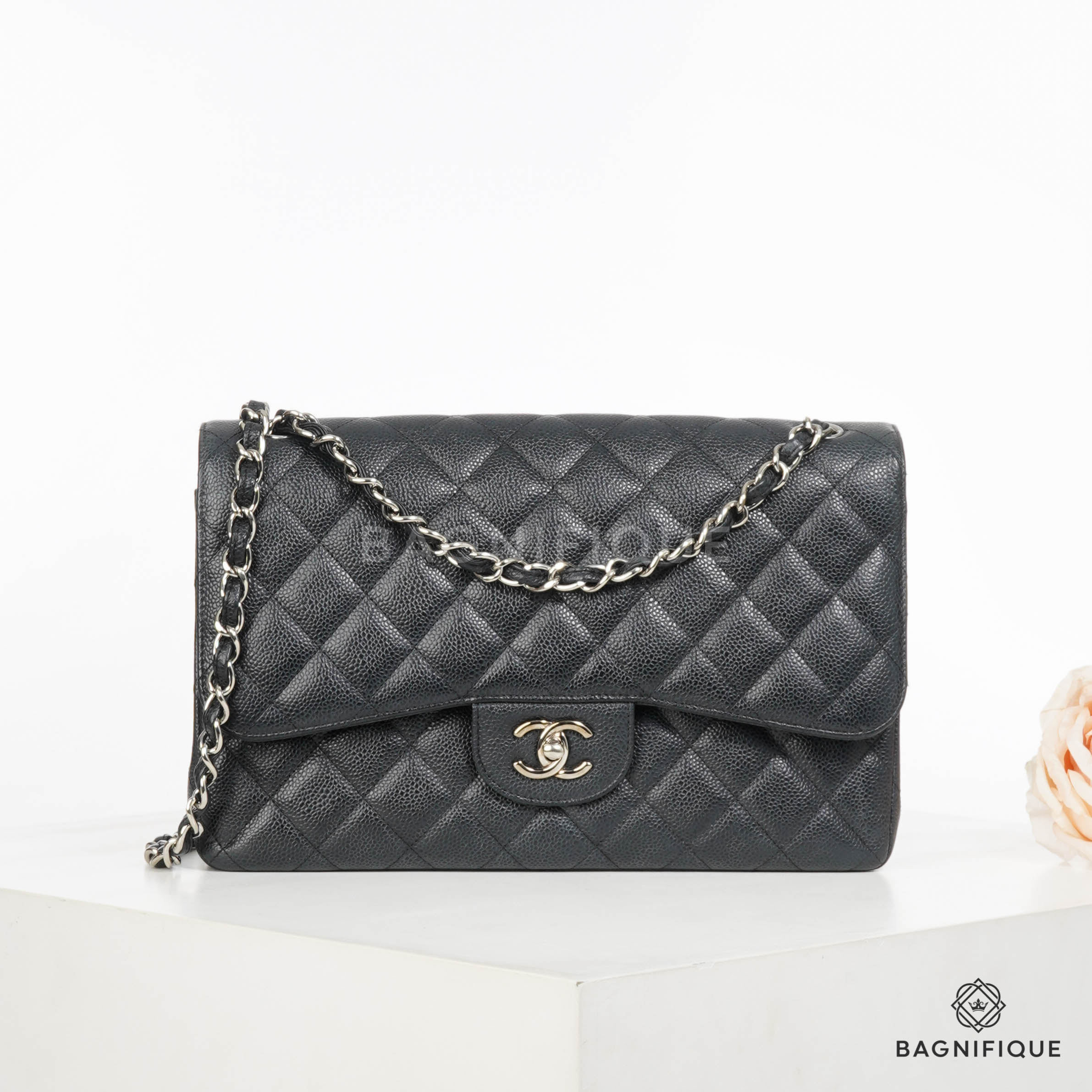 CHANEL CLASSIC JUMBO BLACK CAVIAR SHW bagnifiquethailand