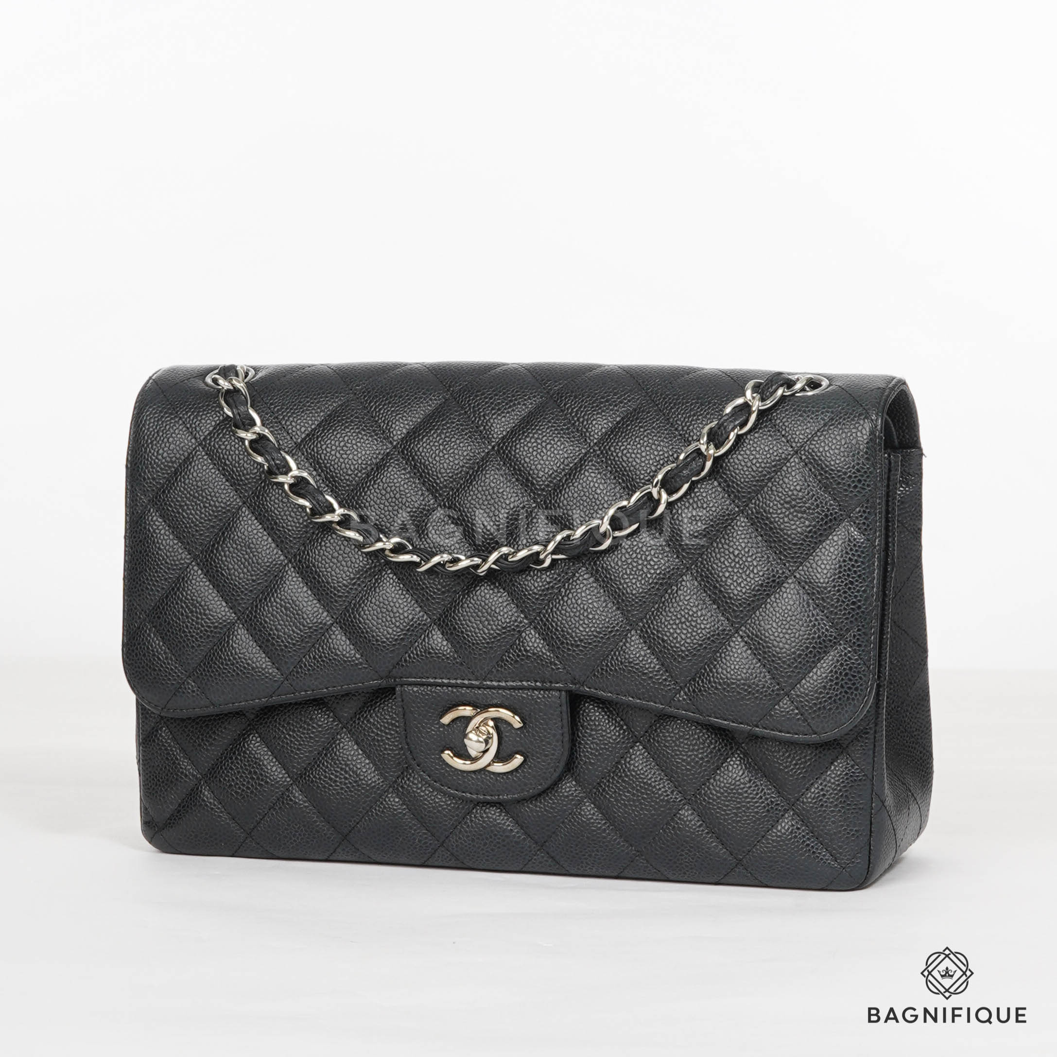 CHANEL CLASSIC JUMBO BLACK CAVIAR SHW bagnifiquethailand