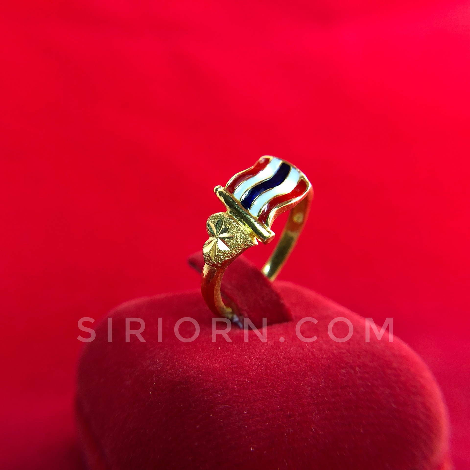 แหวนทองคำแท้ 96.5%ลายลงยาธงชาติไทย