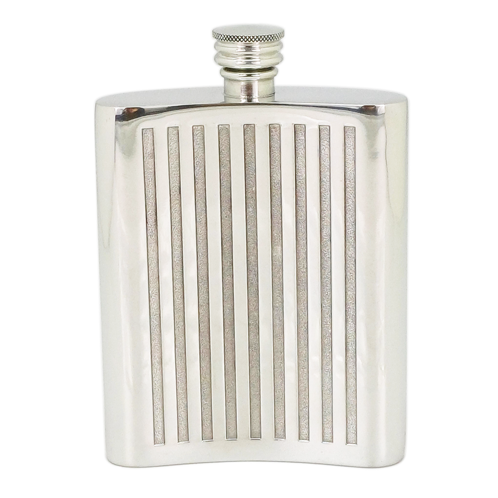 Oriental Pewter - Pewter Flask- Tin Hip Flask & Funnel Set