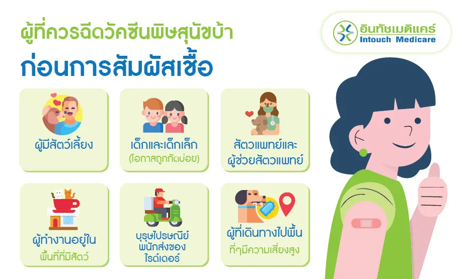 ผู้ที่ควรได้รับการฉีดวัคซีนพิษสุนัขบ้าก่อนสัมผัสเชื้อ ผู้ที่ควรได้รับการฉีดวัคซีนพิษสุนัขบ้าก่อนสัมผัสเชื้อ