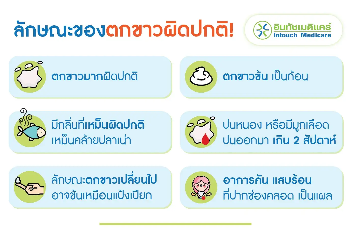 ลักษณะของตกขาวผิดปกติ ลักษณะของตกขาวผิดปกติ