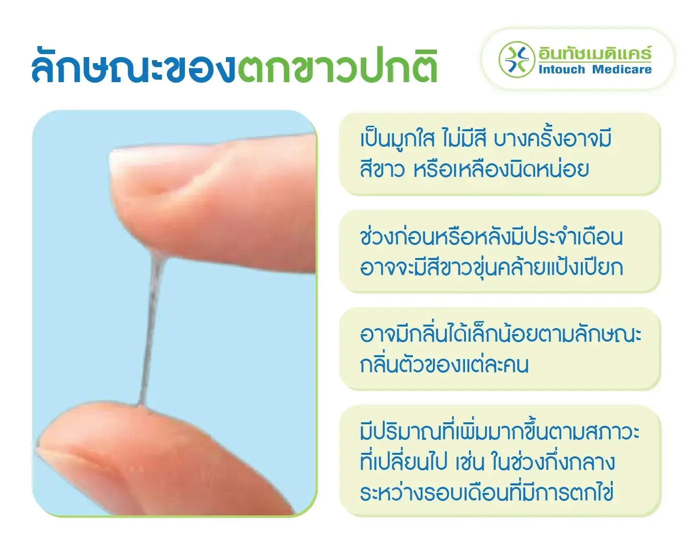 ลักษณะของตกขาวปกติ ลักษณะของตกขาวปกติ