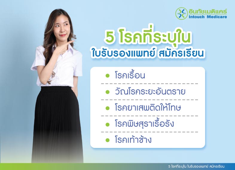 5 โรคที่ระบุใน ใบรับรองแพทย์ สมัครเรียน