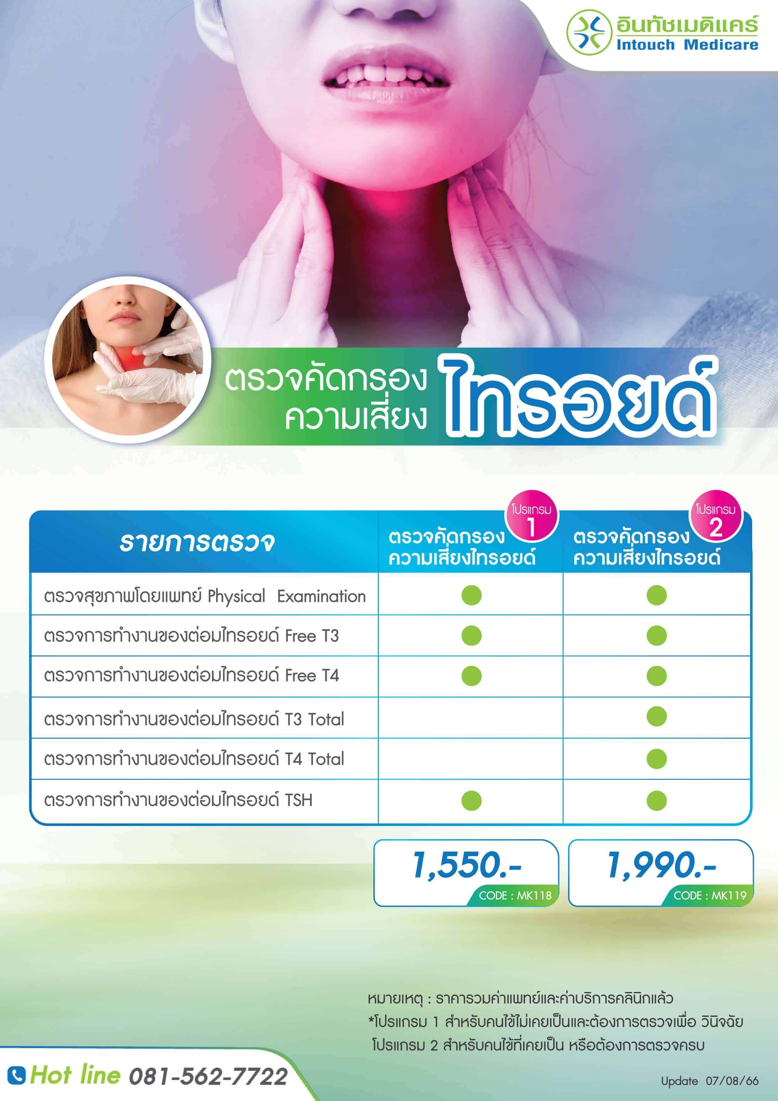 ราคาการตรวจคัดกรองความเสี่ยงไทรอยด์