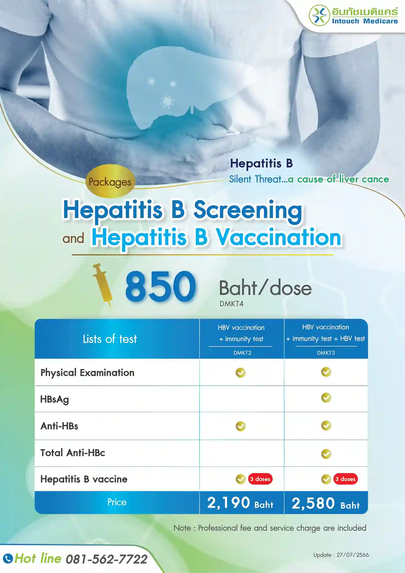 Price of hepatitis B vaccination