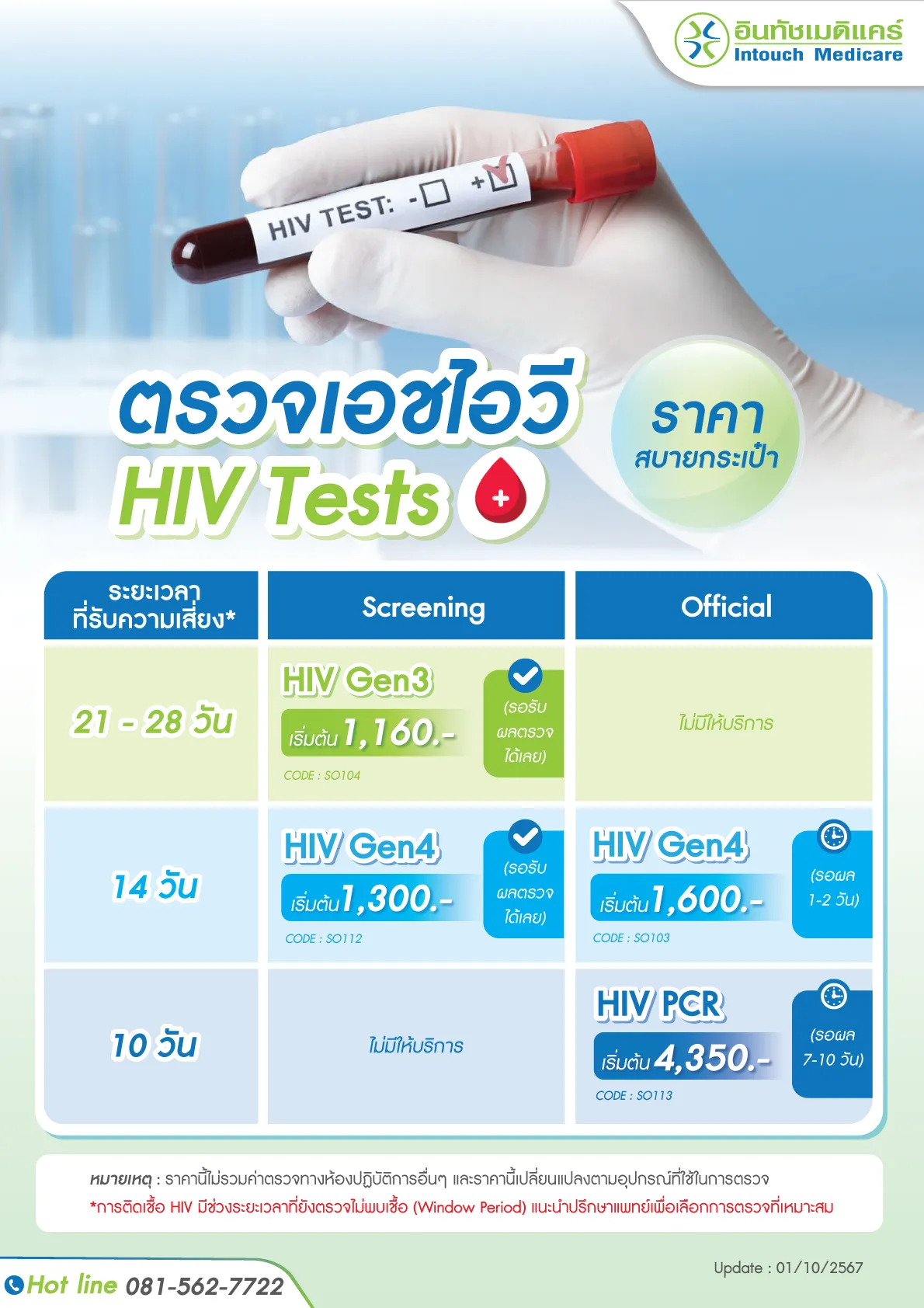 ราคาตรวจเลือดหาเชื้อ HIV ราคาตรวจเลือดหาเชื้อ HIV
