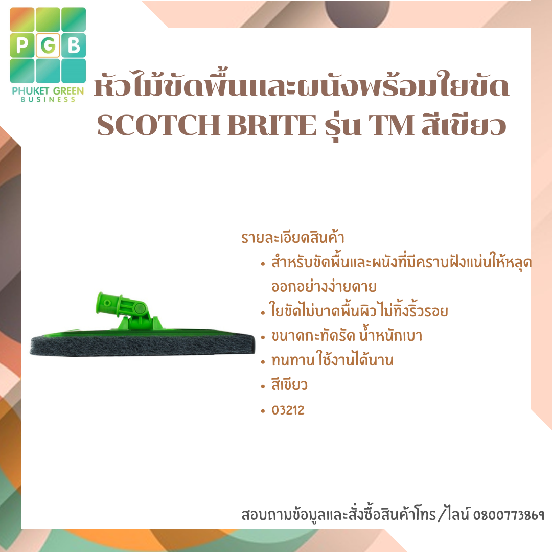 Floor and wall scrubber with SCOTCH BRITE scouring pad, model TM, green