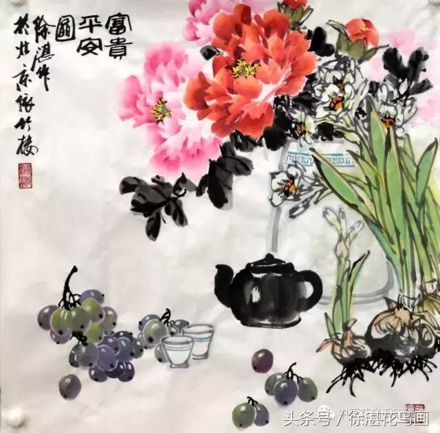 ภาพวาดพู่กันจีนรูปดอกโบตั๋น ภาพวาดพู่กันจีนรูปดอกโบตั๋น